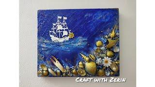 Treasure of the sea | Sea theme mixed media canvas