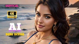 4K AI Desi Divas Lookbook Ep - 55| The Rock Beach 3| AI Fashion Unveiled #lookbook #saree #trending