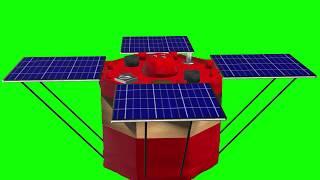 Green Screen Video - Solar Battery. 3D animation on a green background. Chromekey