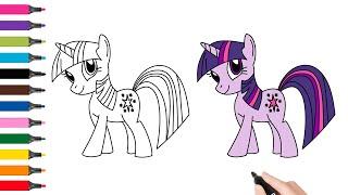 How to Draw Twilight Sparkle My Little Pony | Как Нарисовать Пони Искорка Май Литл Пони|怎样画紫悦简笔画小马宝莉