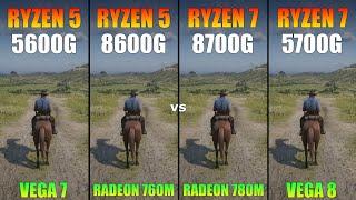 Ryzen 5 5600G vs Ryzen 5 8600G vs Ryzen 7 8700G vs Ryzen 7 5700G - Tested in 6 Games