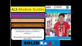 Video 89 - ALS Module 4 -  Work Habits and Conduct  - Activity 1 and 2 - Session 1 | ALS Life Skills