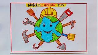 Labour Day drawing easy/May Day drawing easy/Labour Day poster drawing easy