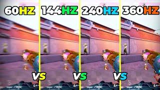 60Hz vs 144Hz vs 240Hz vs 360hz Refresh Rate Comparison! - Valorant