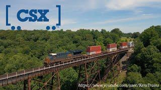 CSX trains at Gum Lick Trestle, and Crofton Cut, Crofton, KY