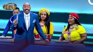 Where in the "IN DA BELLY" are you from? Steve meant the Ndebele tribe! | Family Feud South Africa