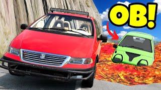 OB & I Must Escape the HARDEST LAVA Flood Challenge in BeamNG Drive Mods!