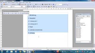 Inhaltsverzeichnis OpenOffice