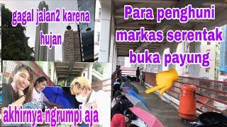 Suasana markas yang di guyur hujan || gagal jalan jalan || vlog tkw hongkong ||