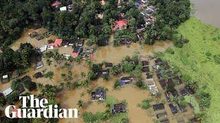 Aerial view shows scale of monsoon flooding in Kerala, India