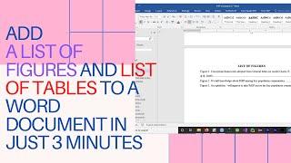 Adding List of figures and list of tables a word document