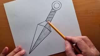 Comment dessiner un KUNAI (Naruto) étape par étape, facile et rapide