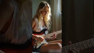 The girl plays the guitar