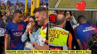 ️ Mbappe apologizes to fan after accidentally hitting her with a ball during the warm-up