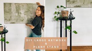 Creating Large Artwork Affordably + DIY 3 Legged Plant Stand