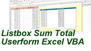 Listbox Sum Total Userform Excel VBA