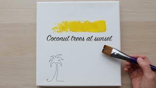 Easy acrylic painting / Coconut trees at sunset / Painting for beginners step by step