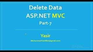 Part 7 Delete database record using asp.net mvc