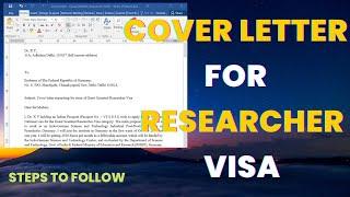 Cover letter for Researcher, Guest Scientist VISA