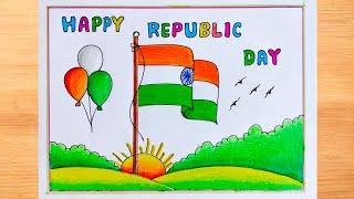 Republic Day Drawing|| How to Draw National Flag of India| 26 January Drawing| Viksit Bharat Drawing