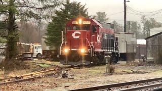 Short Line Railroad Switching, Rusty Old Tracks At RR Wye, Heisler Steam Locomotive In West Virginia