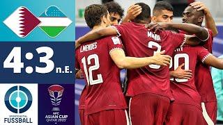 Fünf Elfer verschossen! Titelverteidiger Katar zittert sich ins Halbfinale | Katar - Usbekistan