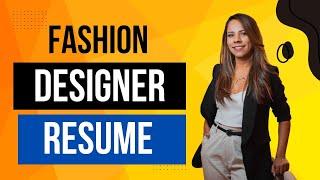 fashion designer resume | fashion designer resume for freshers | resume for fashion designer |