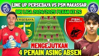 MENGEJUTKAN - LINE UP PERSEBAYA VS PSM - 4 PEMAIN ASING PERSEBAYA ABSEN - KABAR PERSEBAYA