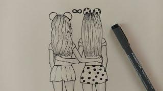 How to Draw Best Friends (bff) Easy | Step by Step