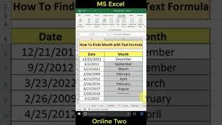 How To Find Month With Text Formula || Excel Formula