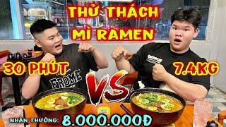 Dương Doubar & Tuấn Tròn Thử Thách Ăn 2 Tô Mì Ramen Khổng Lồ 7,4Kg Trong 30Phút Nhận 8.000.000Đ