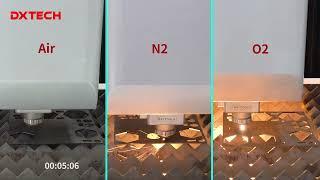 2KW fiber laser cutting machine 3 gases (air, nitrogen, oxygen) cutting 2mm carbon steel comparison
