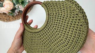 I came up with this model by accident! Round crochet bag with round handles.  @88Klubkov