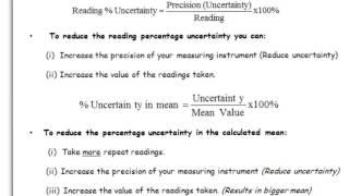A Level Physics: AQA: Practical Skills: Calculating Uncertainty.