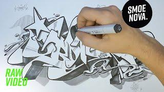 Sketching "JBONES" real time graffiti lettering | chill out with SMOE