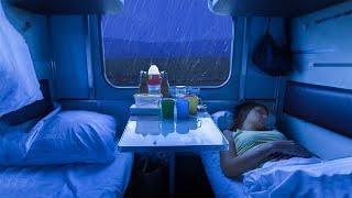  Relaxing Night Rain | Goodbye stress to sleep instantly with heavy rain on window on the train