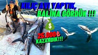 KILIÇ BALIĞI AVI YAPTIK, 25.000 TL KAZANDIK !!! | DEV BALİNALARI GÖRÜNTÜLEDİK !!!