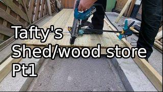 Tafty's shed/wood store build Pt1 - Build the base, Hikoki framing nailer, Makita collated screw gun