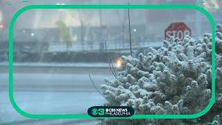 Snow and wind in King of Prussia, Pa. during winter storm