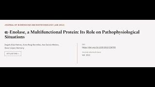 α-Enolase, a Multifunctional Protein: Its Role on Pathophysiological Situations | RTCL.TV