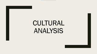 Cultural Analysis