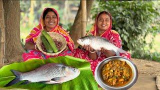 মা আজ রান্না করলো কচি জুকিনি দিয়ে কাতলা মাছের ঝোল ,তার সাথে জাম আলুর ভর্তা || Zucchini & Fish curry