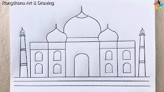 Taj Mahal Easy Drawing Technique || Pencil Drawing