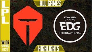 TES vs EDG Highlights ALL GAMES | LPL Spring 2020 W1D7 | Top Esports vs Edward Gaming