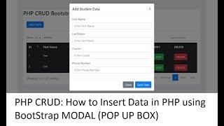 PHP CRUD: Bootstrap Modal: Insert Data into Database in PHP