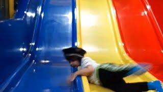 Child injury at play land slide caught candid-They need constant Adult supervision.