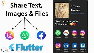 Flutter Tutorial - Share File, Image, Text, URL | The Right Way | WhatsApp, Facebook, Instagram