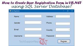 How to Create User Registration Form in VB.NET using SQL Server Database?