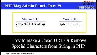 PHP Blog Admin Panel 29: Make clean url in php | remove special characters from url | URL Validation