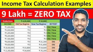 Income Tax Calculation between ₹3 Lakh to ₹20 Lakh | ZERO Tax up to 9 Lakh Income [Hindi]